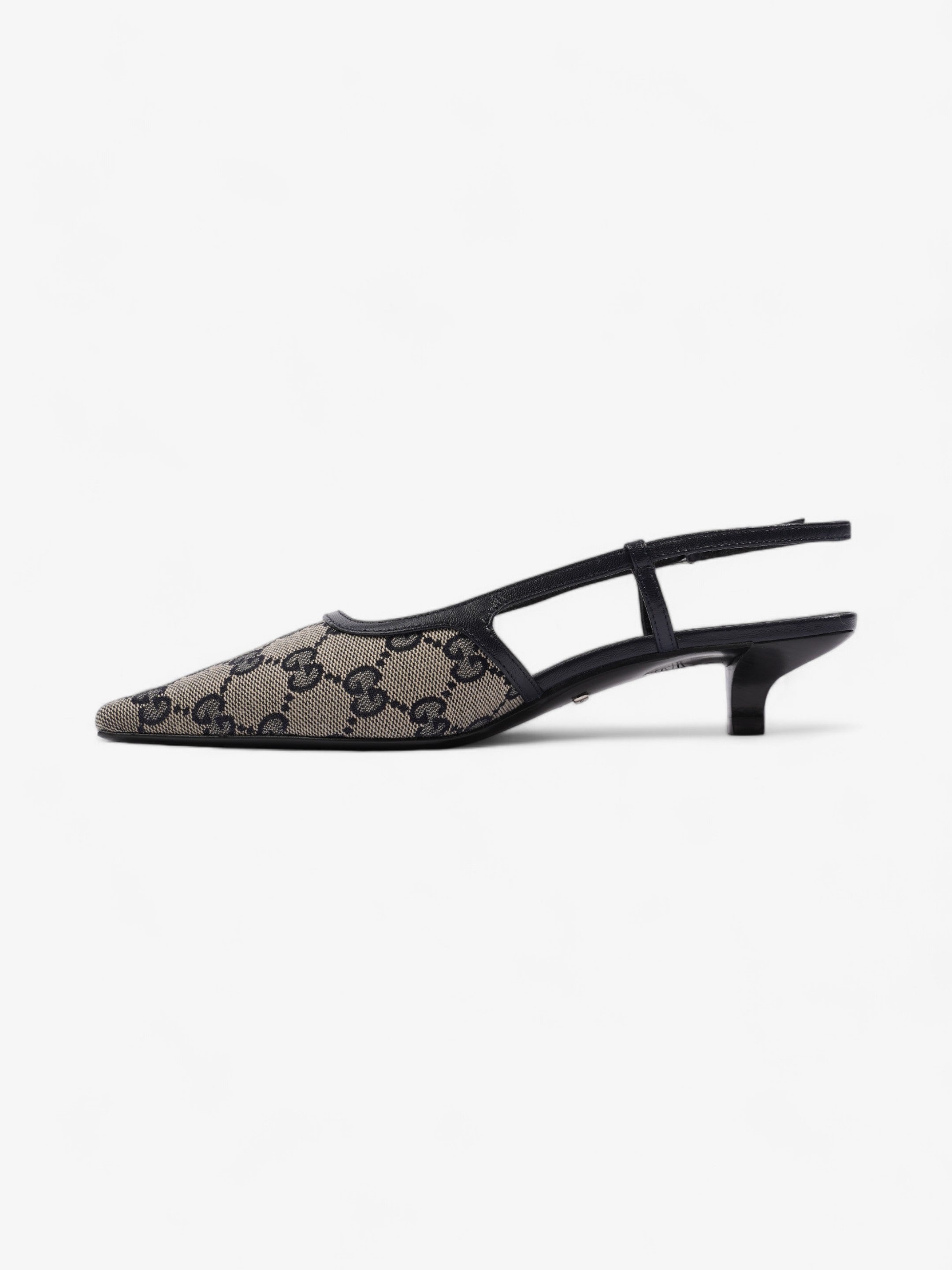 Gucci GG Slingback Pumps 35mm GG Supreme / Navy Blue Fabric EU 35 UK 2