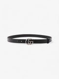 Gucci GG Marmont Thin Belt Black / Silver Leather 85cm / 34"