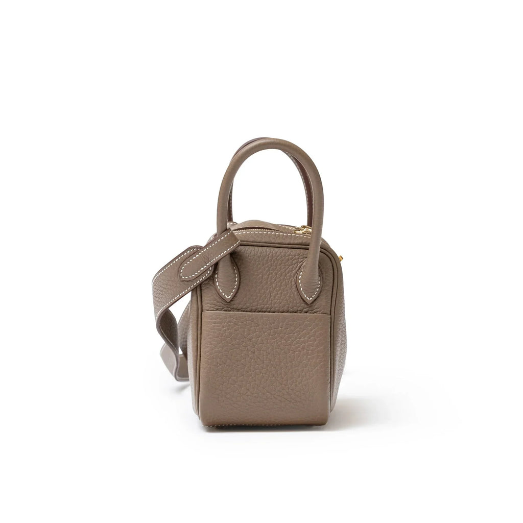 Hermès Mini Lindy I Etoupe Clemence Gold Hardware