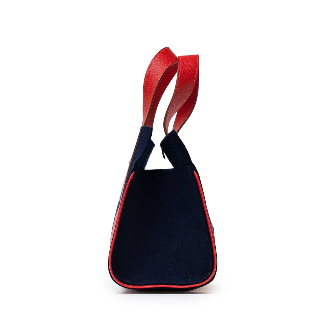 Hermès Petit H Decoupe Basse PM Skeleton Tote Rouge/Navy Epsom/Felt