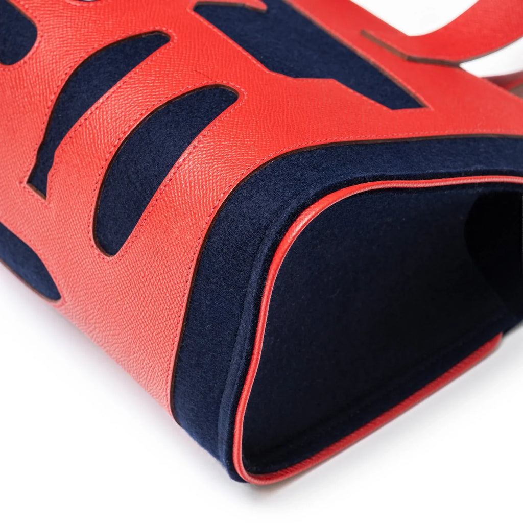 Hermès Petit H Decoupe Basse PM Skeleton Tote Rouge/Navy Epsom/Felt