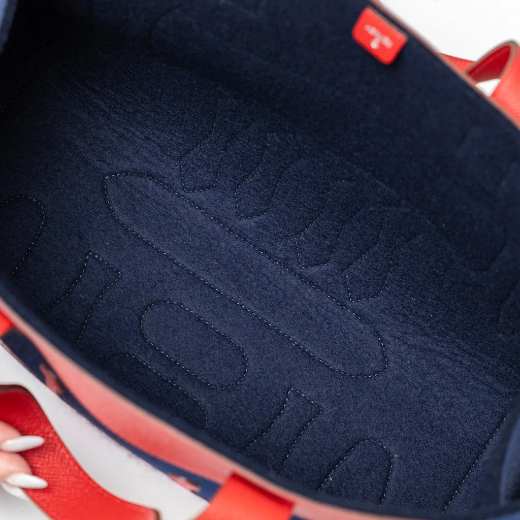 Hermès Petit H Decoupe Basse PM Skeleton Tote Rouge/Navy Epsom/Felt