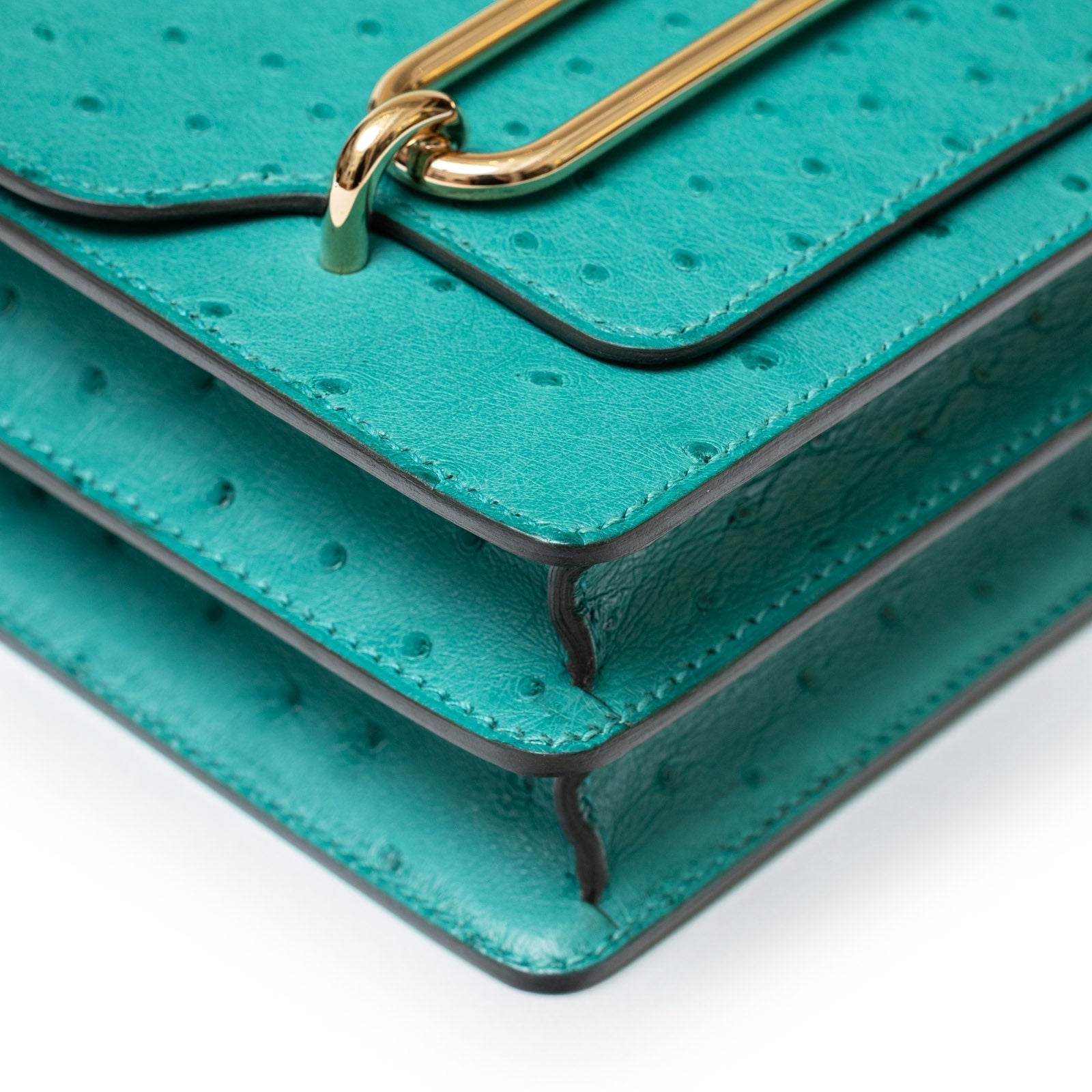 Hermès Mini Roulis Ostrich Vert Verone Permabrass Hardware