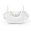 Hermès Mini Lindy II New White Clemence Gold Hardware