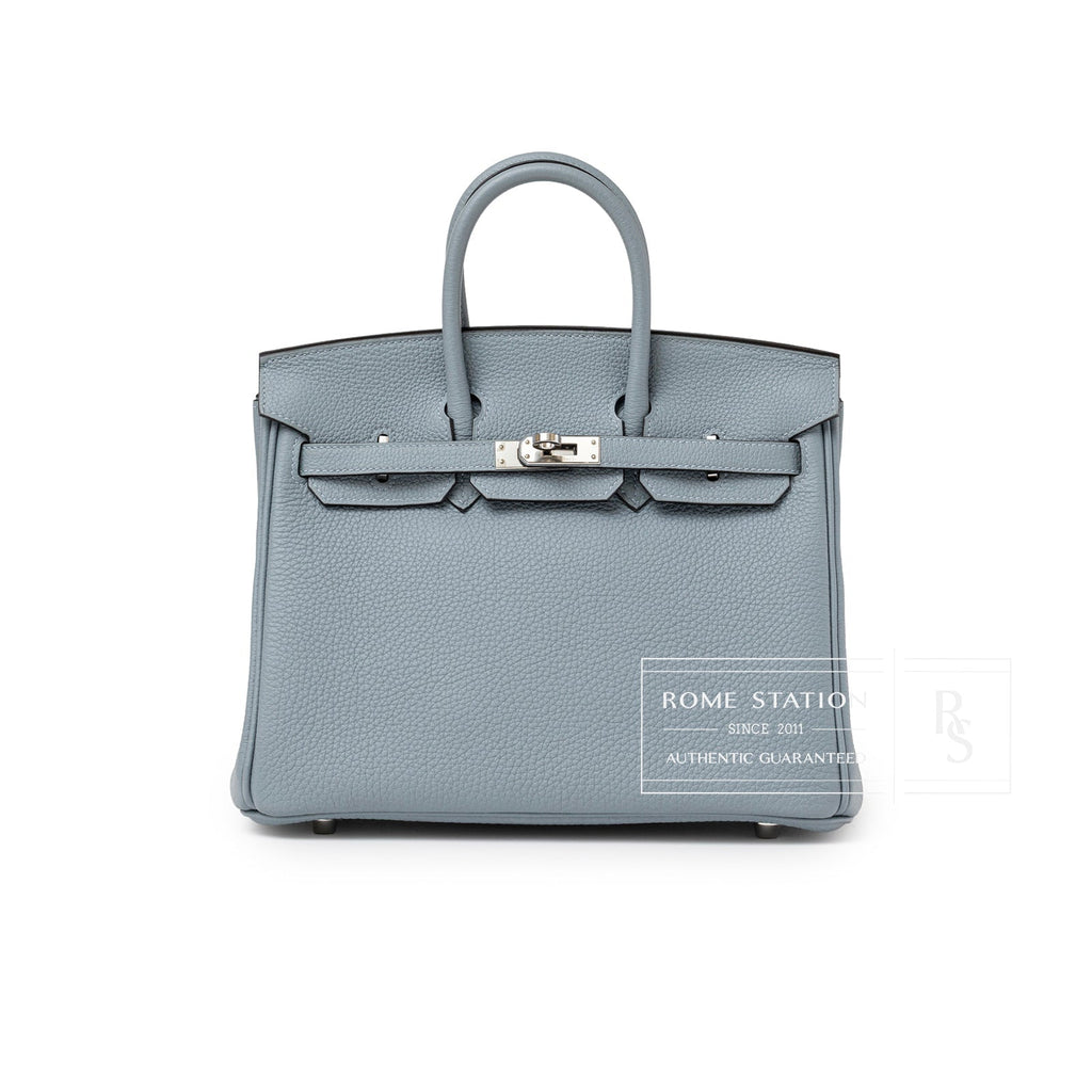 Hermès Birkin 25 Blue Lin Verso Beige De Weimar Togo Palladium Hardware