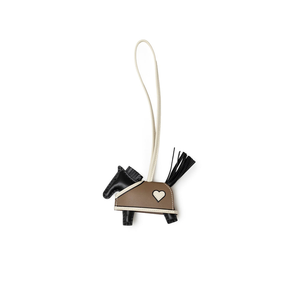 Hermès Rodeo Robeo Coeur Charm PM Etoupe/Black/Craie Milo Lambskin