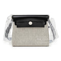 Hermès Mini Herbag Zip 20 Ecru/Black Toile and Vache Hunter Palladium Hardware