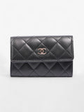 Chanel Interlocking CC Flap  Holder Black / Silver Lambskin Leather Small