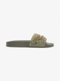 Chanel Chain Slides Khaki / Gold Canvas EU 38 UK 5