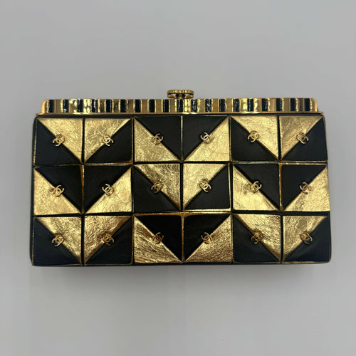 Chanel 19A Paris-New York Egypt Gold & Black Framed Minaudière Clutch Bag