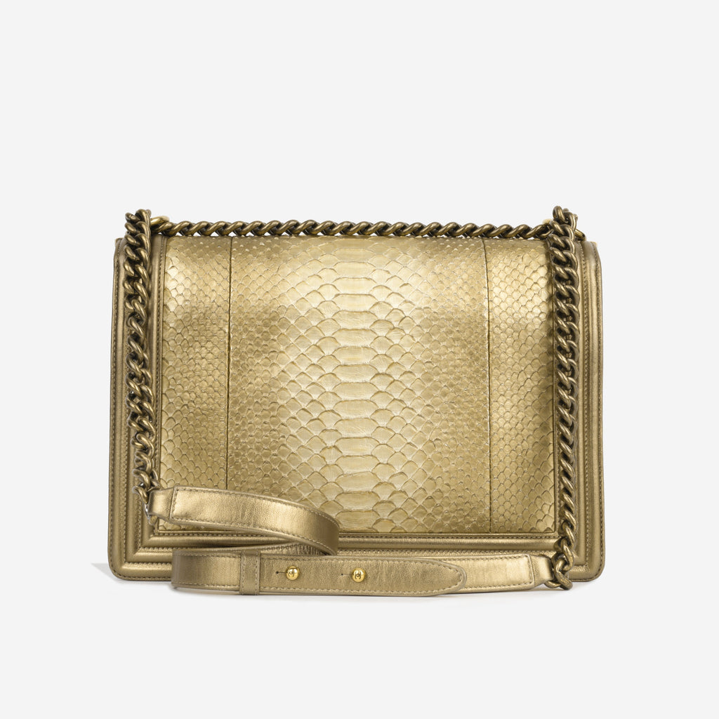 Chanel Large Boy Bag - Gold Python