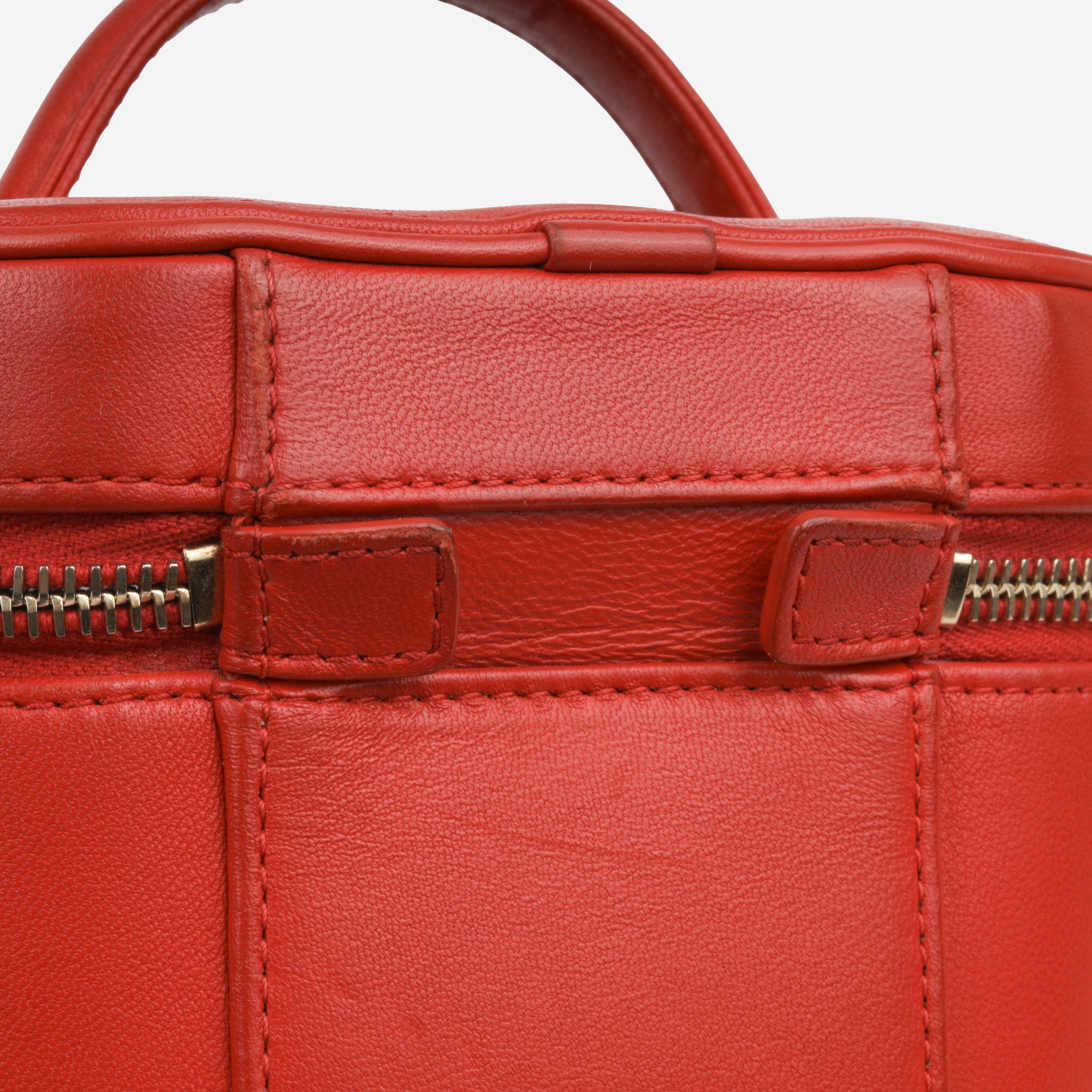 Chanel CC Timeless Vanity Case - Red Lambskin | Champagne Gold