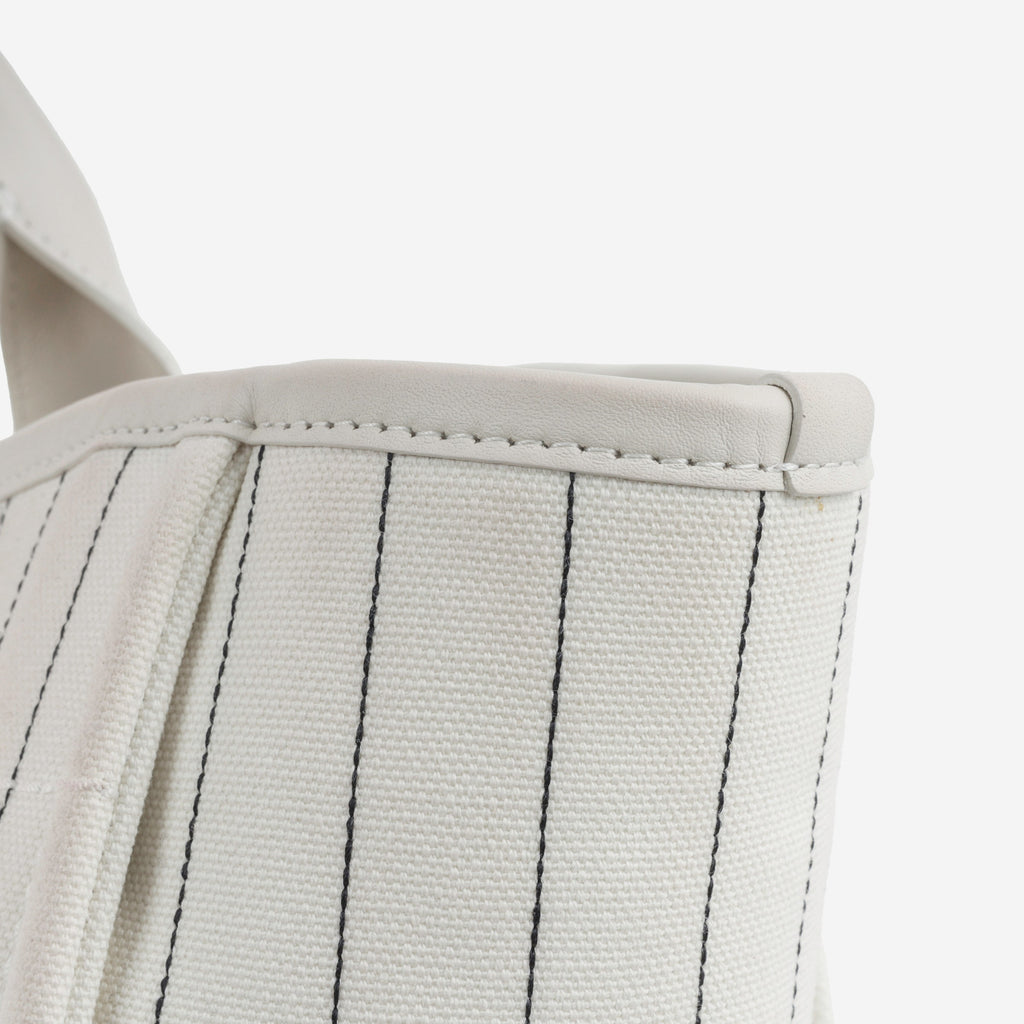 Chanel Large Deauville - White Canvas / Black Stripes | Silver Hardware