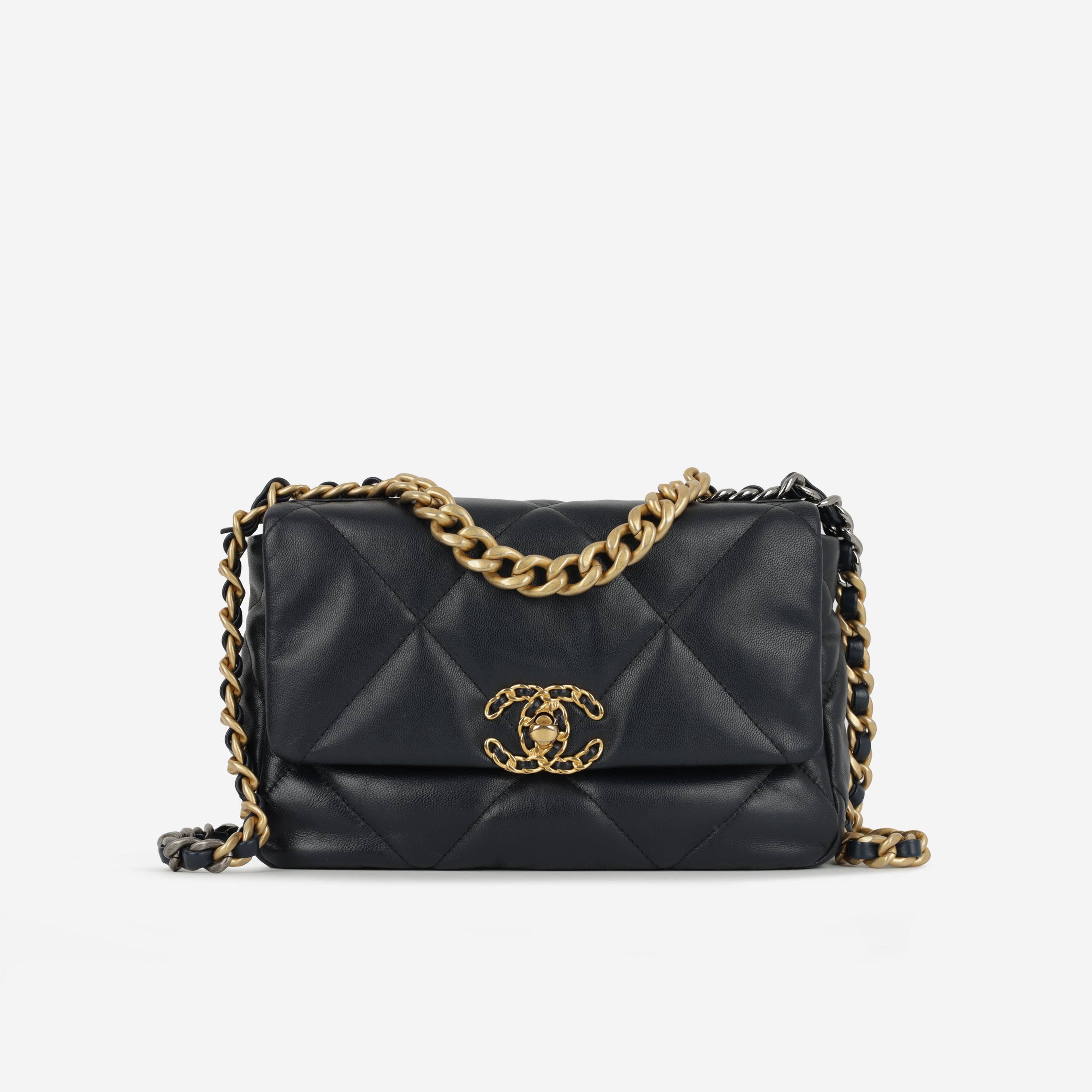 Chanel Small 19  Midnight Blue Lambskin | Gold & Silver Hardware