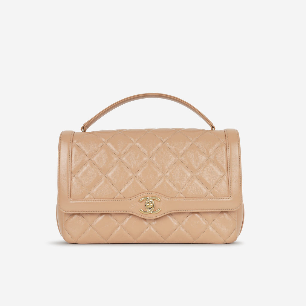 Chanel Hold The Line Flap - Caramel Shiny Crumpled Calfskin | Gold Hardware