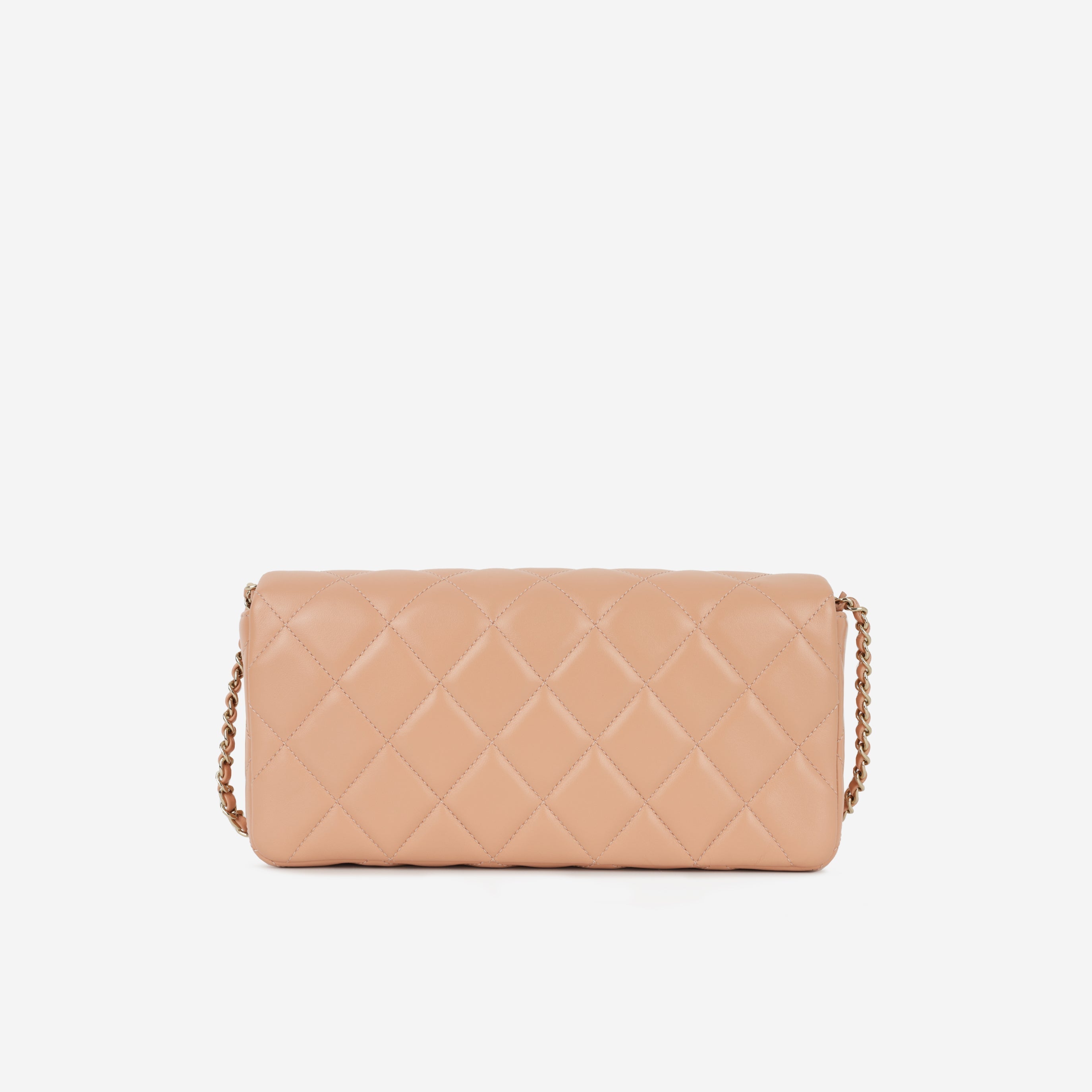 Chanel Pearl East West Flap Bag - Peach Lambskin | Champagne Gold Hardware