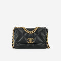 Chanel Small 19 Flap Bag - Black Lambskin | Gold & Silver Hardware