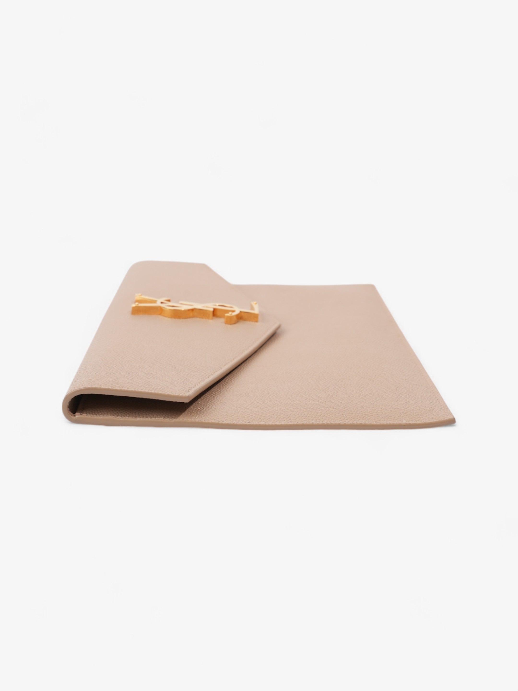 Saint Laurent Uptown Clutch Dark Beige Grained Leather