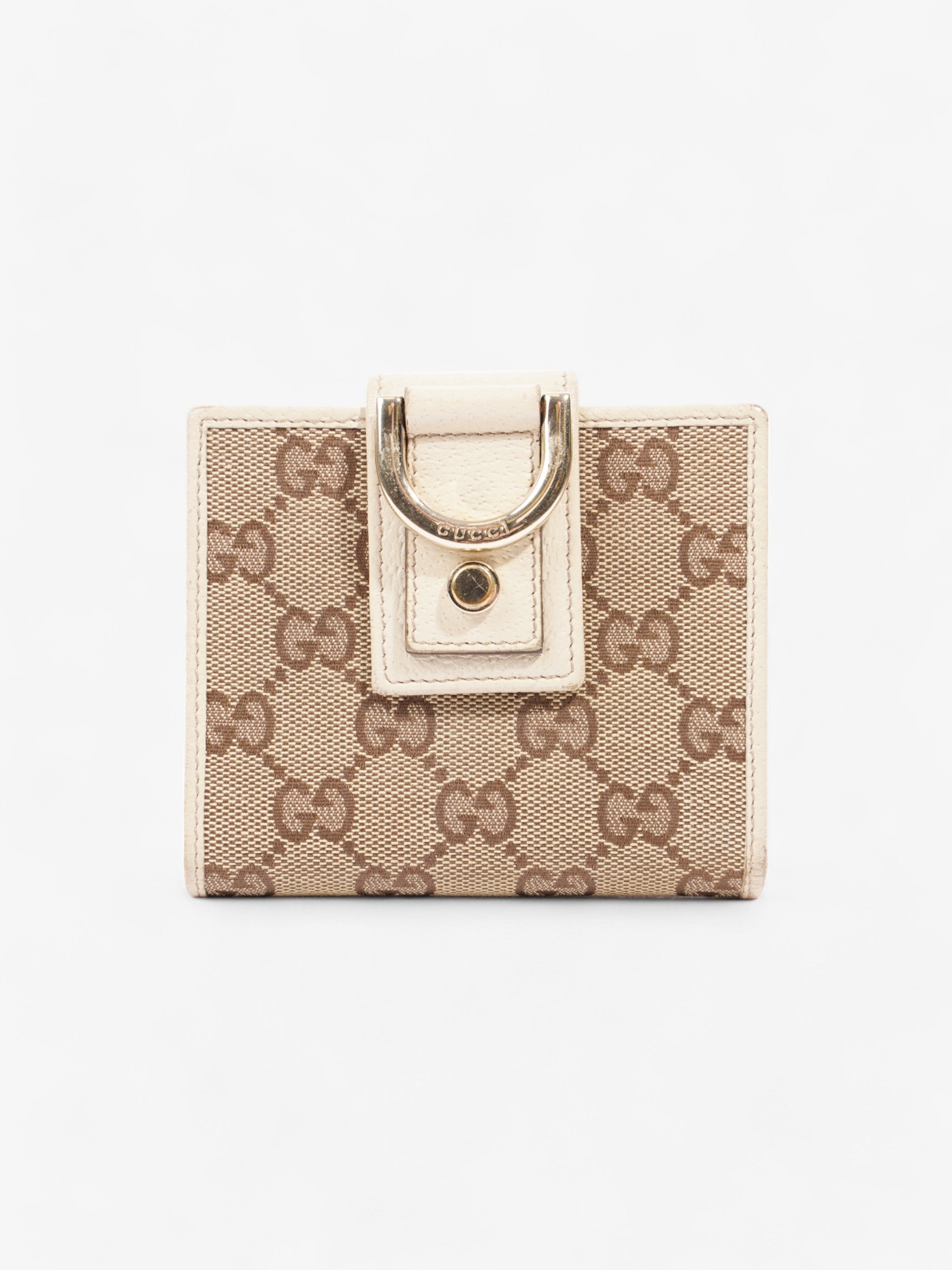 Gucci D-Ring Compact Wallet GG Supreme / Beige Canvas