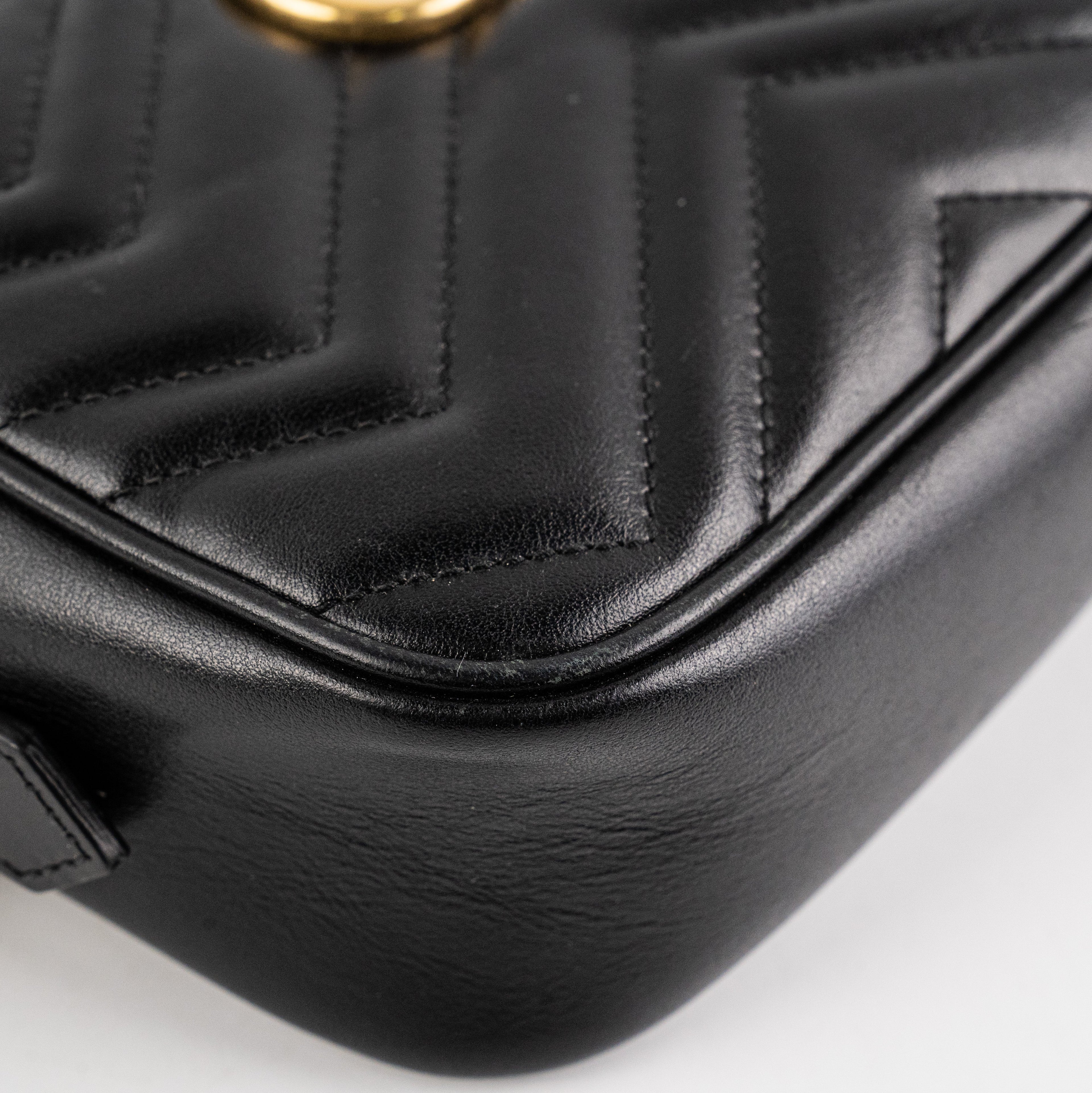 ITEM 12 - Gucci Mini Marmont Black Leather Camera Crossbody Bag