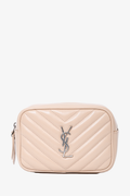 Saint Laurent 2019 Beige Chevron Leather Belt Bag