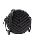 Saint Laurent Black Calfskin Matelasse Chevron Round Vinyle Camera Bag