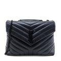Saint Laurent Black Calfskin Y Quilted Monogram Medium Loulou Chain Satchel