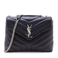 Saint Laurent Black Calfskin Y Quilted Monogram Small Loulou Chain Satchel