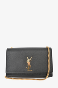 Saint Laurent Black Grained Leather Medium Kate Chain Bag GHW