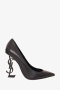 Saint Laurent Black Leather 'Opyum' Heels Size 37.5