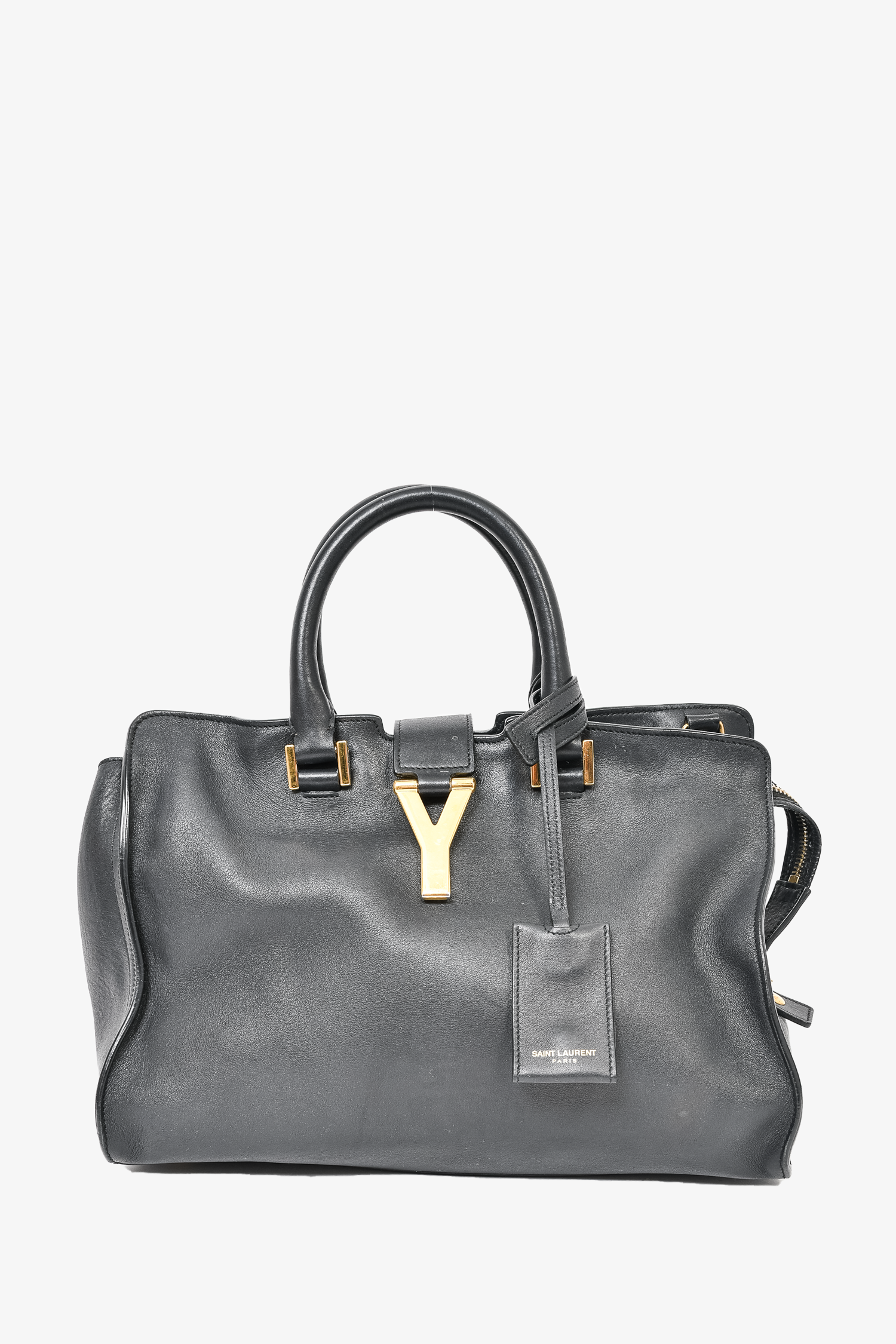 Saint Laurent Black Small Y Cabas Tote with Strap