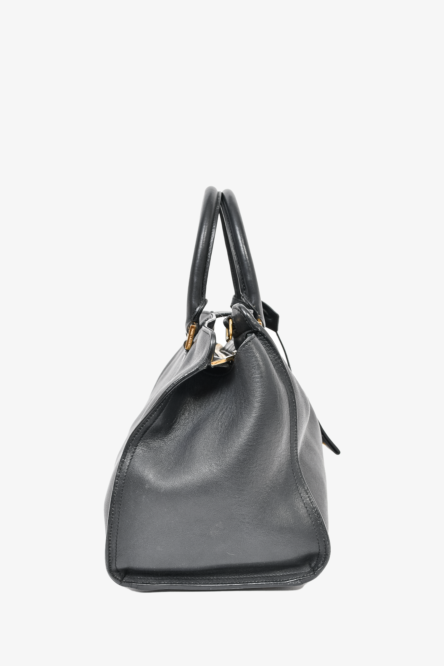 Saint Laurent Black Small Y Cabas Tote with Strap