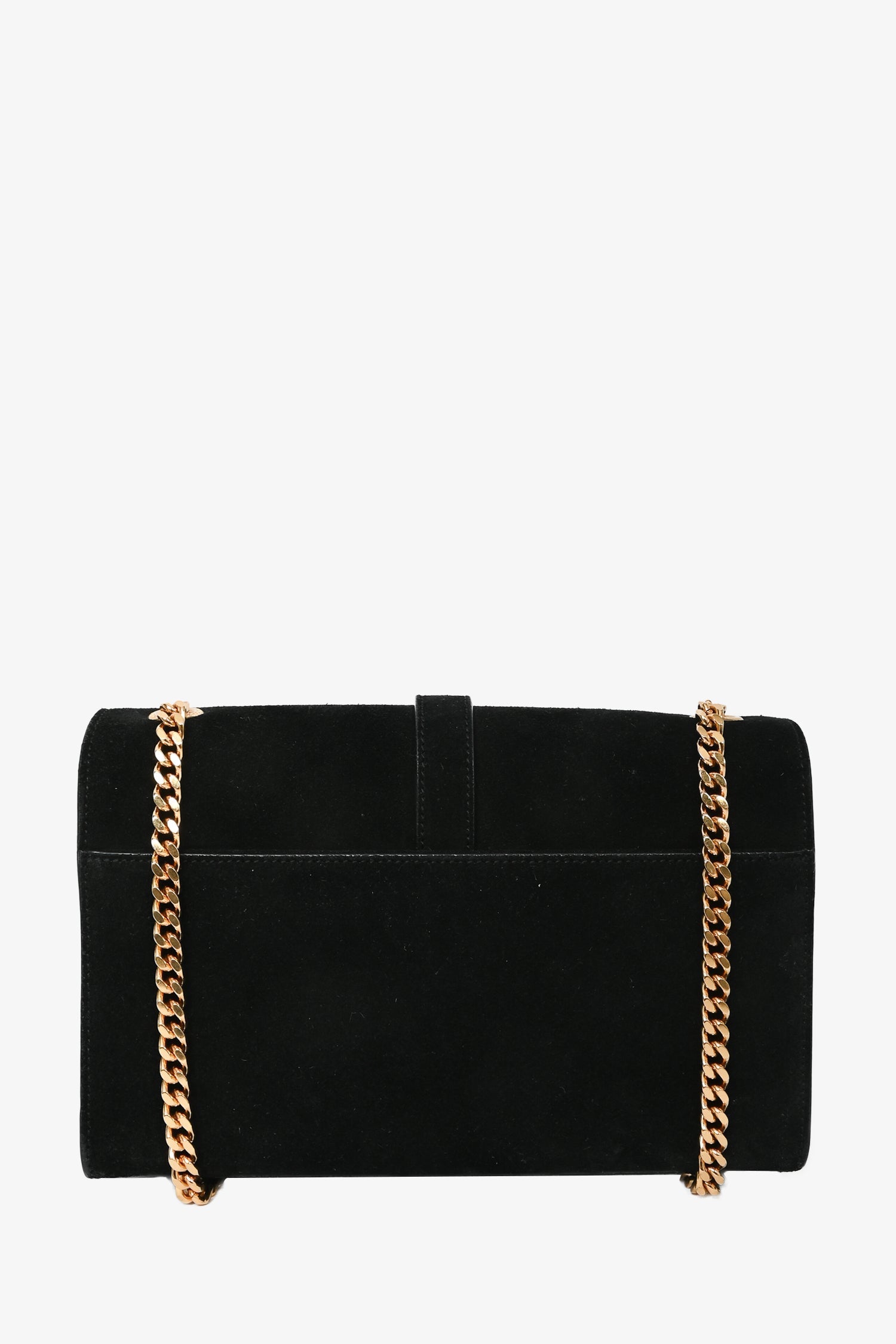Saint Laurent Black Suede Leather Fringe Detailed Crossbody Bag