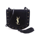 Saint Laurent Black Suede Medium Monogram Fetish Satchel