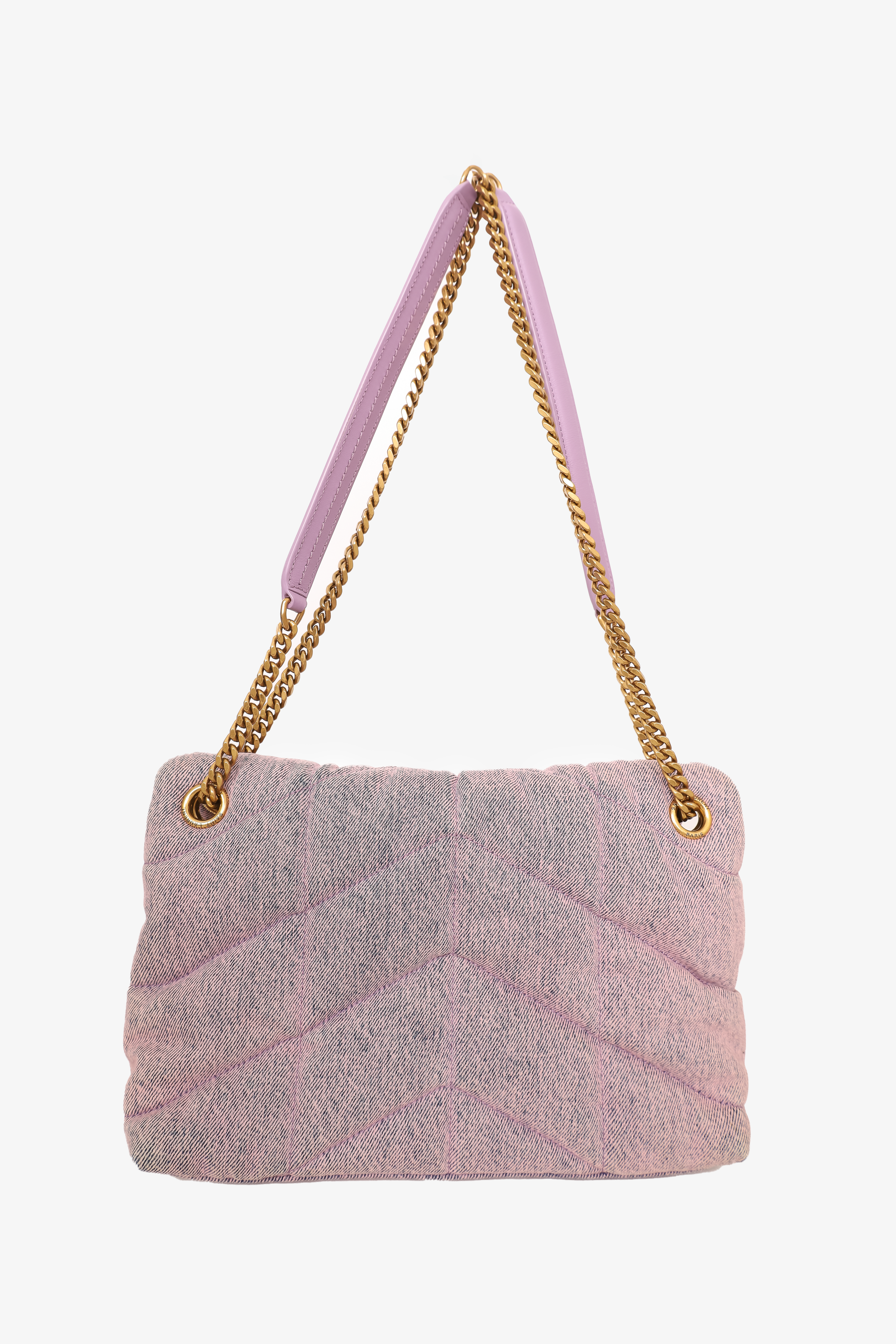 Saint Laurent Purple Denim Small Puffer Loulou Shoulder Bag