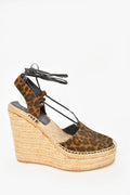 Saint Laurent Suede Cheetah Print Espadrille Wedge Heels Size 40