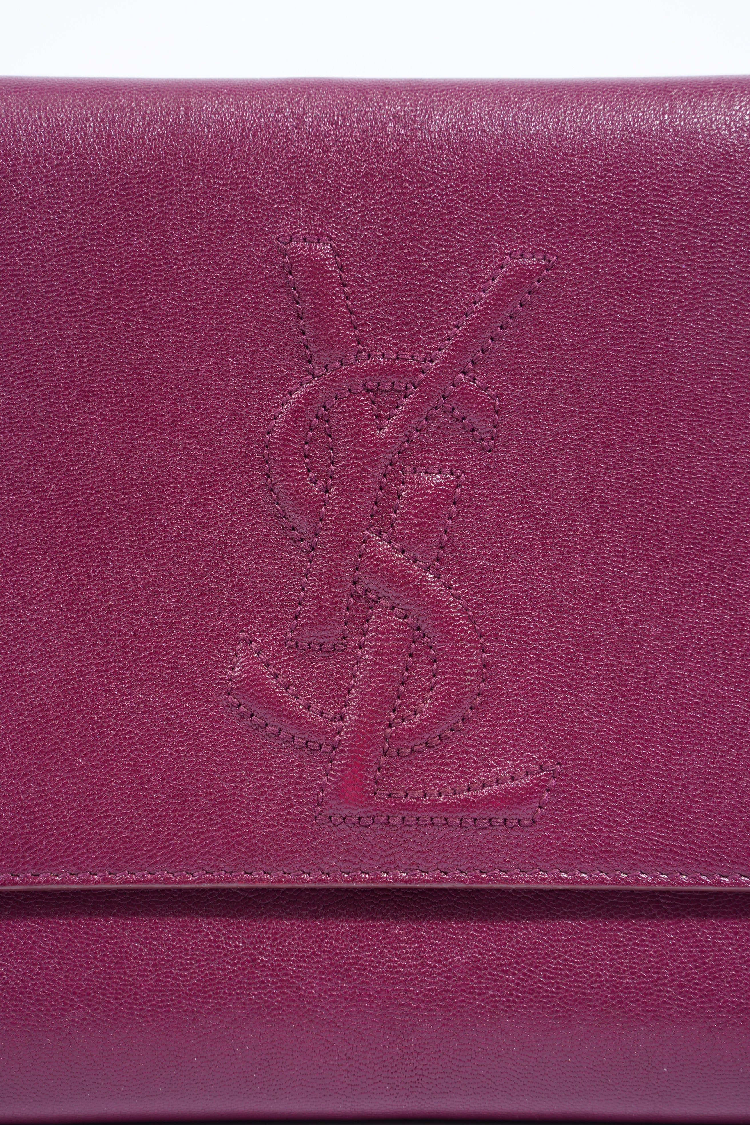 Saint Laurent Flap Clutch Purple Leather