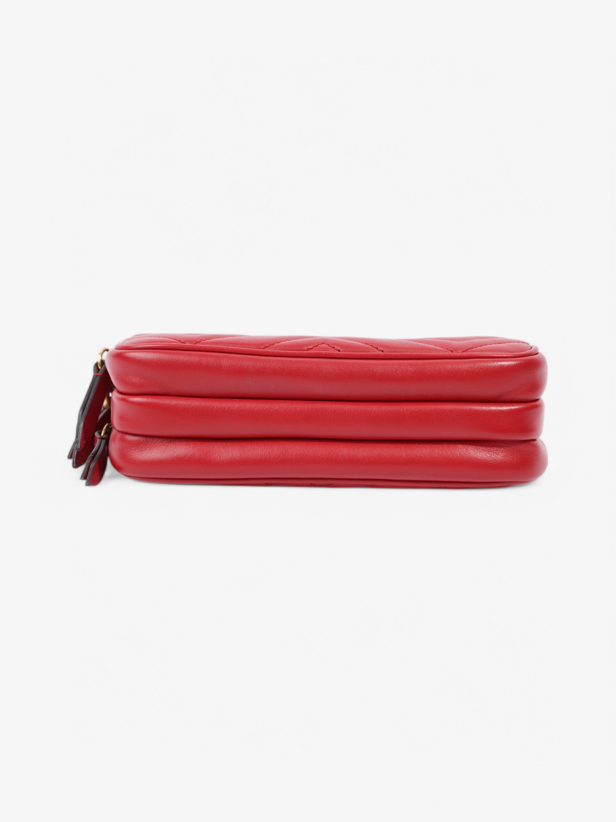 Gucci GG Marmont Chain Hibiscus Red Calfskin Leather Mini