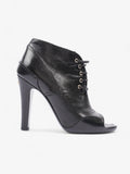 Chanel Lace Up Boots 100 Black Leather EU 37.5 UK 4.5