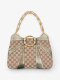 Gucci x Tom Ford Bamboo Chain Shoulder Bag GG Supreme / Metallic Canvas