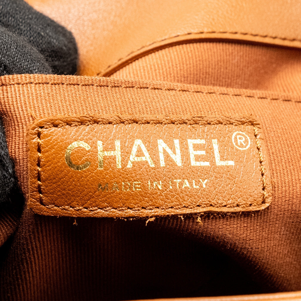 Chanel 23a Triple Pack Backpack Calfskin Caramel L (microchip)