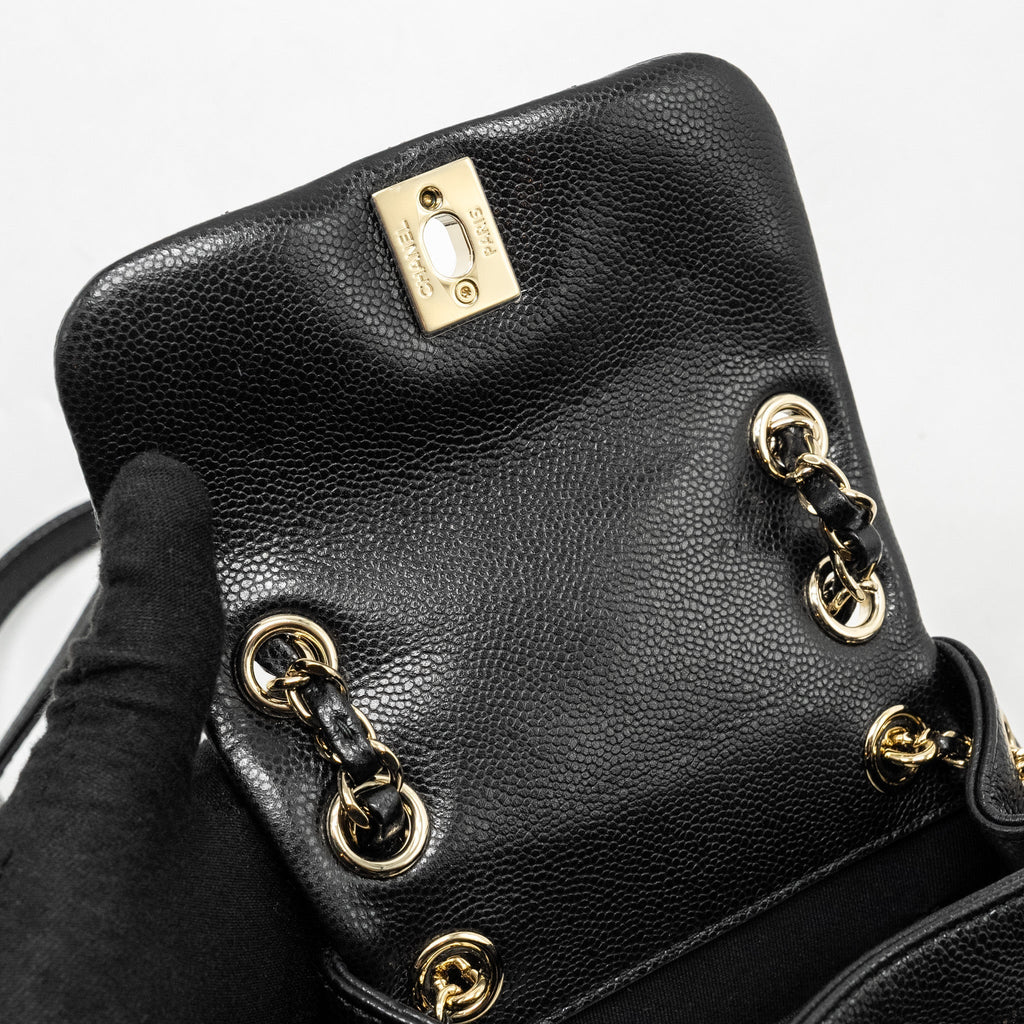 CHANEL 24A Mini Duma Backpack Grained Calfskin Black L (Microchip)