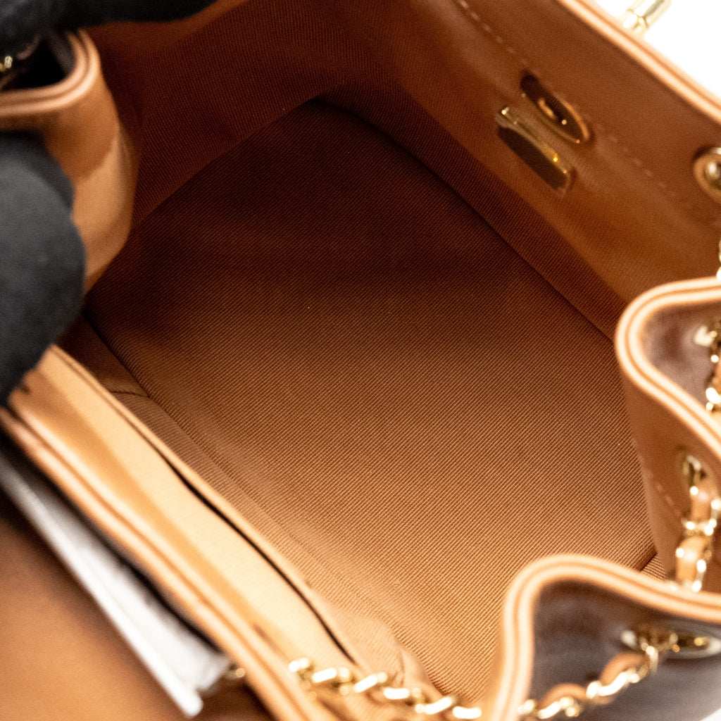 Chanel 24p Mini Duma Backpack Calfskin Caramel L(microchip)