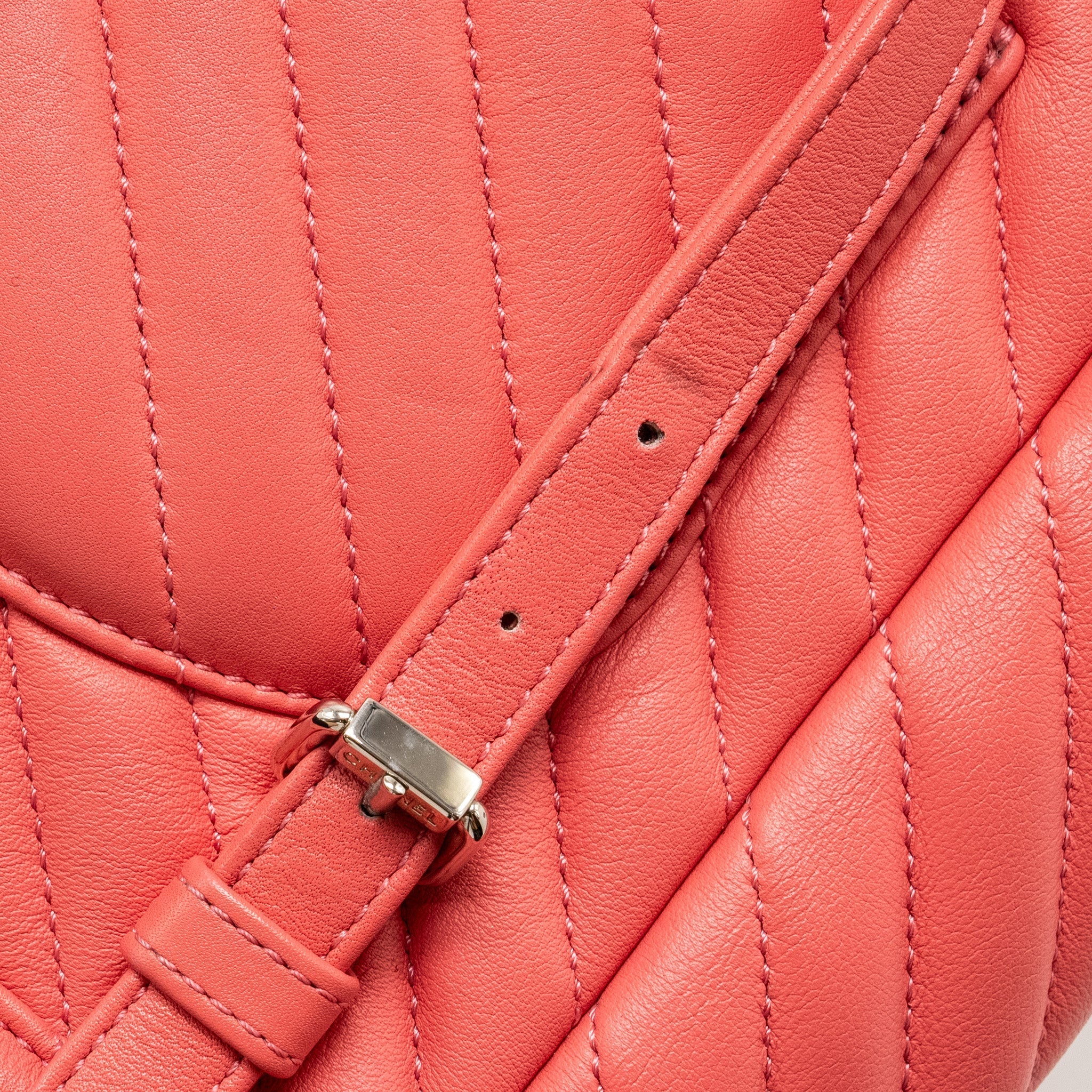 Chanel Small Urban Spirit Backpack Chevron Calfskin Pink
