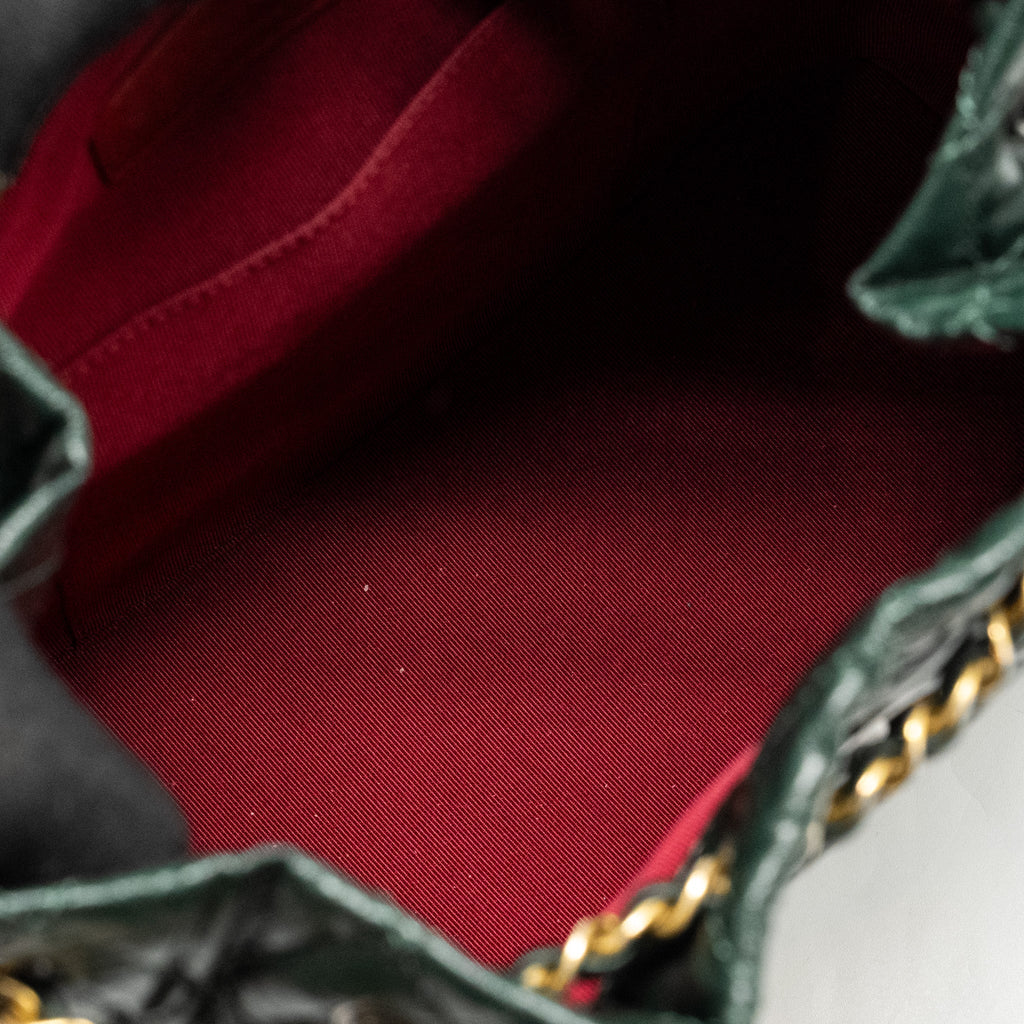 Chanel Small Gabrielle backpack aged calfskin dark green multicolor hardware