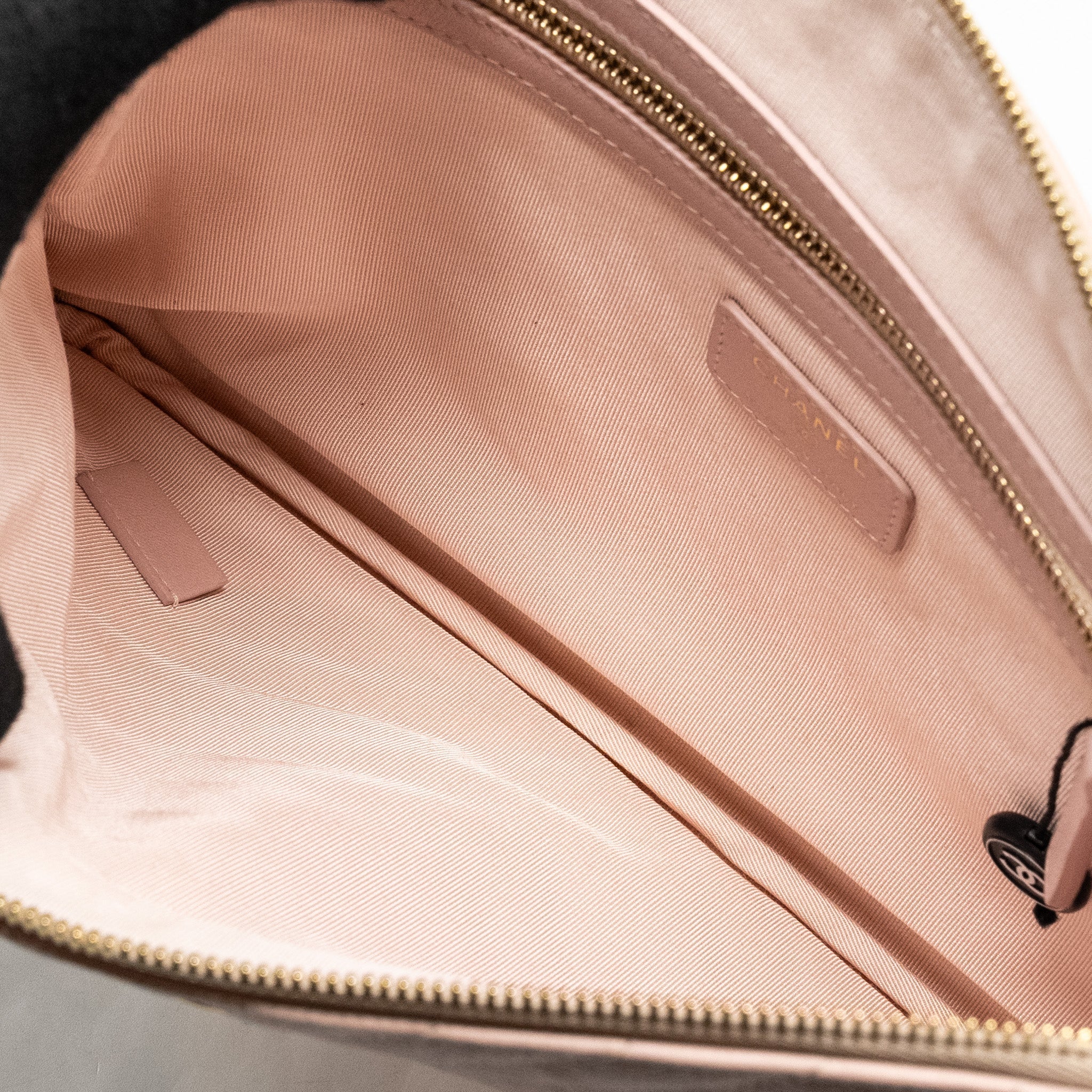 Chanel Chevron Zip Clutch calfskin light pink