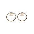 Chanel 22B Crystal Gold/Black Round Earrings