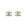 Chanel Coco Logo Rhinestone Silver Earrings Costume Jewellery