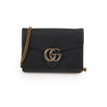 Gucci Marmont Black Leather Wallet On Chain WOC