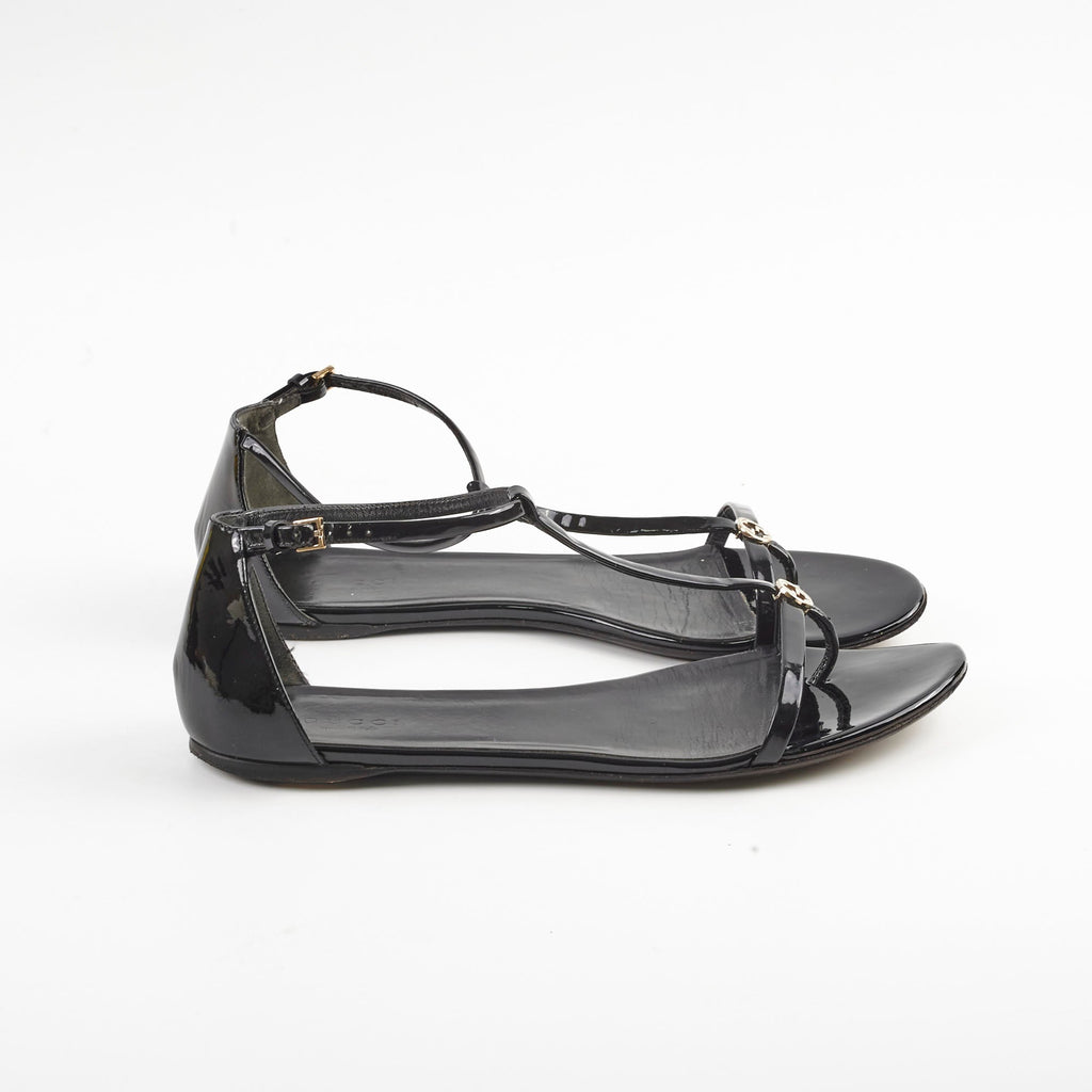 Gucci Patent Black Flats 38
